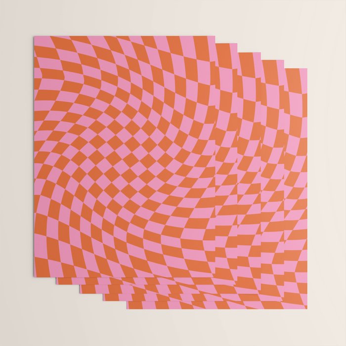 Retro Orange and Pink Checker Wrapping Paper Gallery Image 3