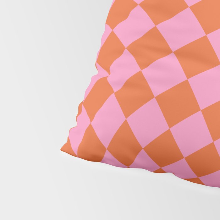 Retro Orange and Pink Checker Pillow Sham Gallery Image 4