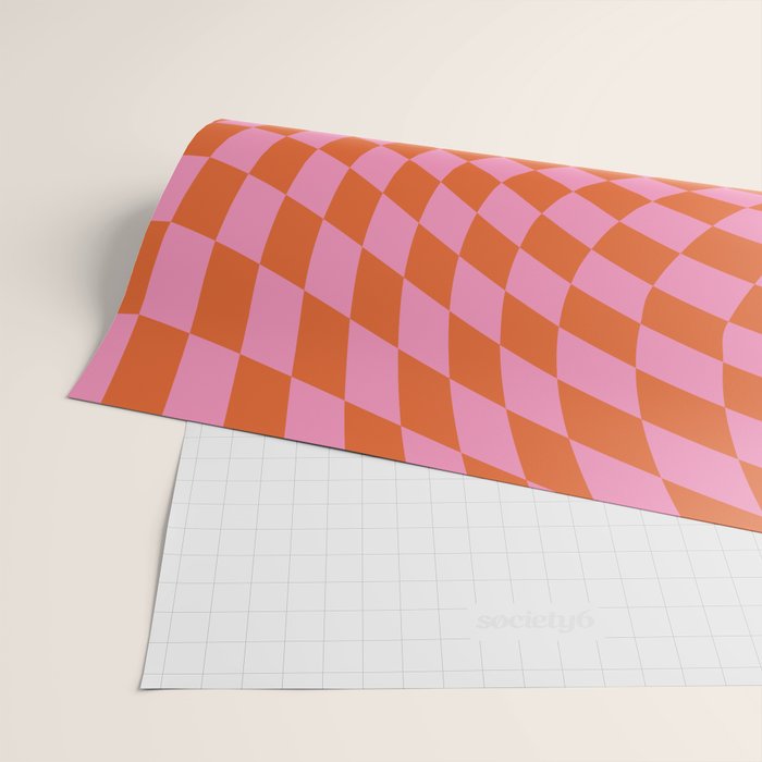 Retro Orange and Pink Checker Wrapping Paper Gallery Image 2
