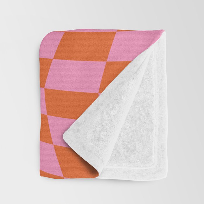 Retro Orange and Pink Checker Throw Blanket Gallery Image 3