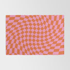 Retro Orange and Pink Checker Rug Gallery Image 2