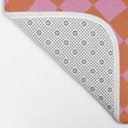 Retro Orange and Pink Checker Bath Mat Gallery Image 2
