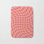 Retro Orange and Pink Checker Bath Mat Gallery Image 1