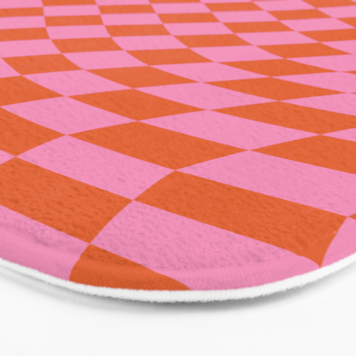 Retro Orange and Pink Checker Bath Mat Gallery Image 3