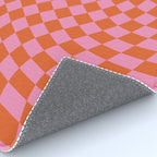 Retro Orange and Pink Checker Rug Gallery Image 4