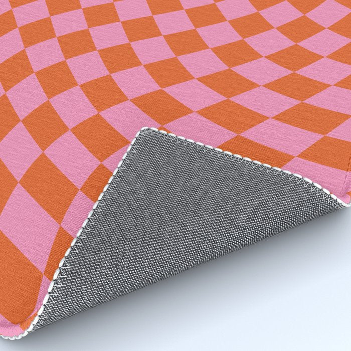 Retro Orange and Pink Checker Rug Gallery Image 4