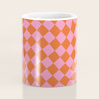 Retro Orange and Pink Checker Coffee Mug Gallery Image 4