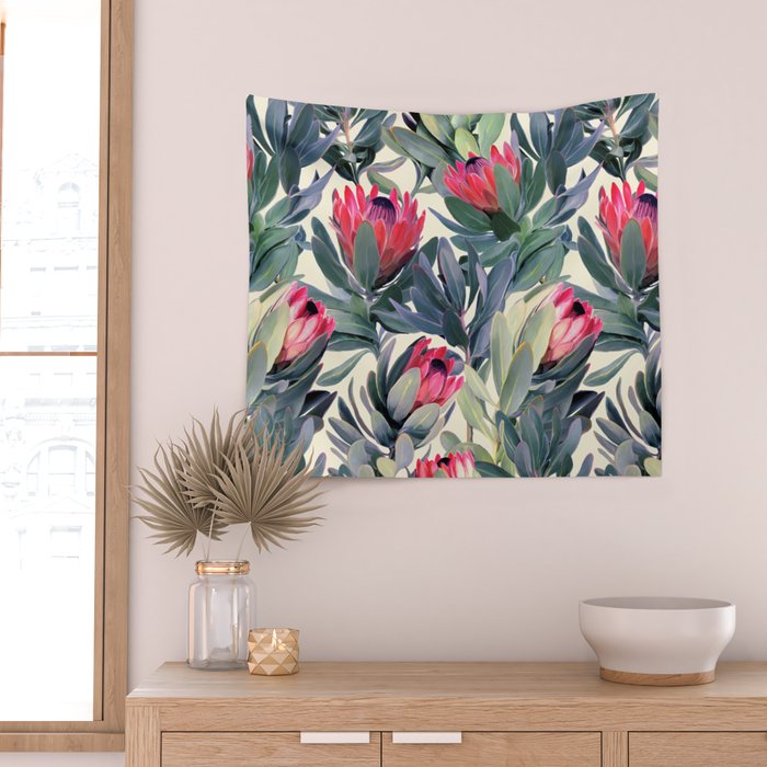 Painted Protea Pattern Wall Tapestry Gallery Image 2