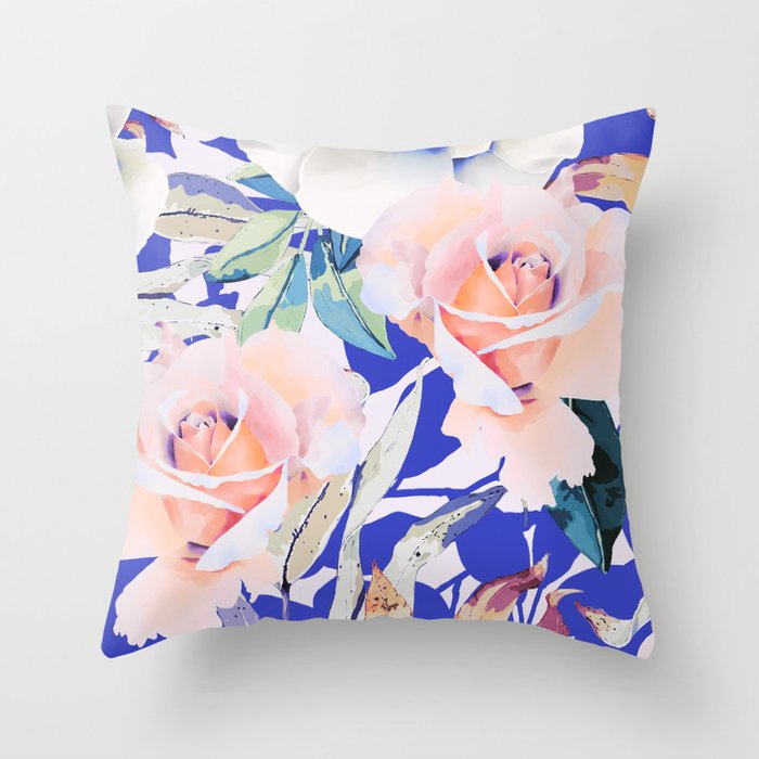 Modern Vibrant Flowery Garden B Throw Pillow Gallery Image 6