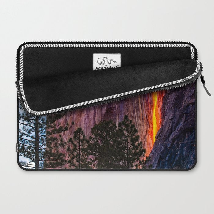 Magical Firefall - golden sunlight, on Horsetail Falls in Yosemite National Park photograph print Laptop Sleeve Gallery Image 2