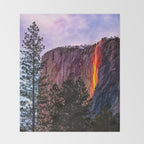 Magical Firefall - golden sunlight, on Horsetail Falls in Yosemite National Park photograph print Throw Blanket Gallery Image 2