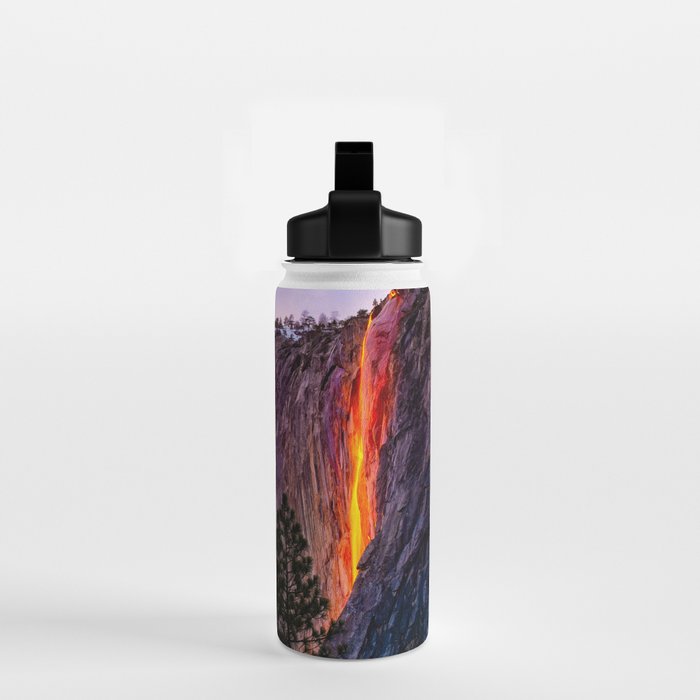 Magical Firefall - golden sunlight, on Horsetail Falls in Yosemite National Park photograph print Water Bottle Gallery Image 2