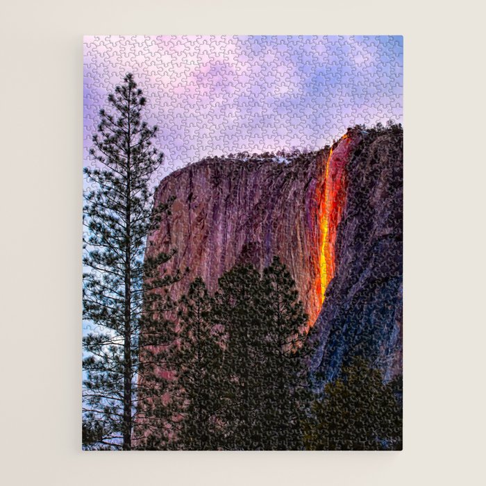Magical Firefall - golden sunlight, on Horsetail Falls in Yosemite National Park photograph print Jigsaw Puzzle Gallery Image 2