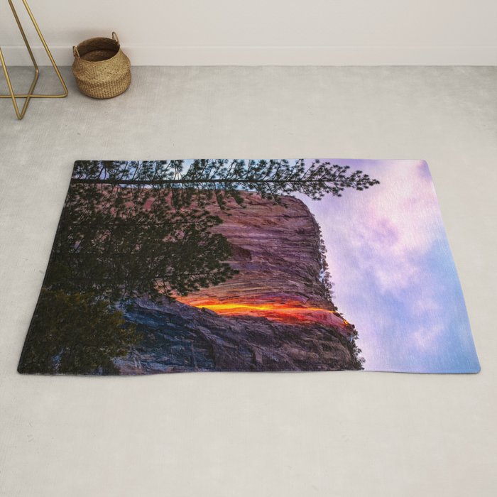 Magical Firefall - golden sunlight, on Horsetail Falls in Yosemite National Park photograph print Rug Gallery Image 2