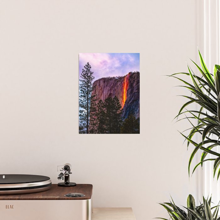 Magical Firefall - golden sunlight, on Horsetail Falls in Yosemite National Park photograph print Poster Gallery Image 2