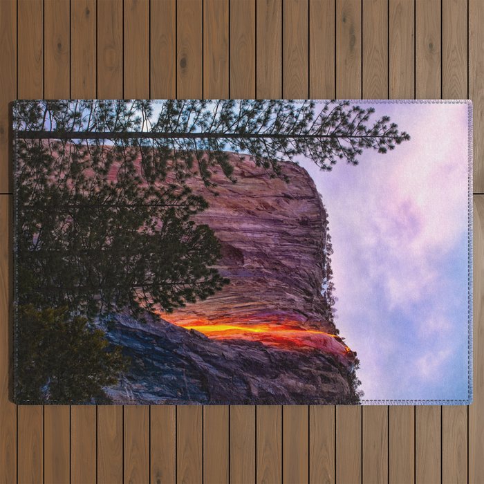 Magical Firefall - golden sunlight, on Horsetail Falls in Yosemite National Park photograph print Outdoor Rug Gallery Image 2