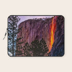 Magical Firefall - golden sunlight, on Horsetail Falls in Yosemite National Park photograph print Laptop Sleeve Gallery Image 1