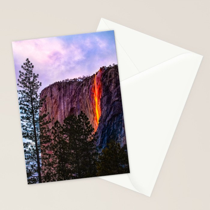 Magical Firefall - golden sunlight, on Horsetail Falls in Yosemite National Park photograph print Stationery Card Gallery Image 2