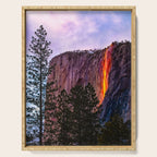 Magical Firefall - golden sunlight, on Horsetail Falls in Yosemite National Park photograph print Serving Tray Gallery Image 1