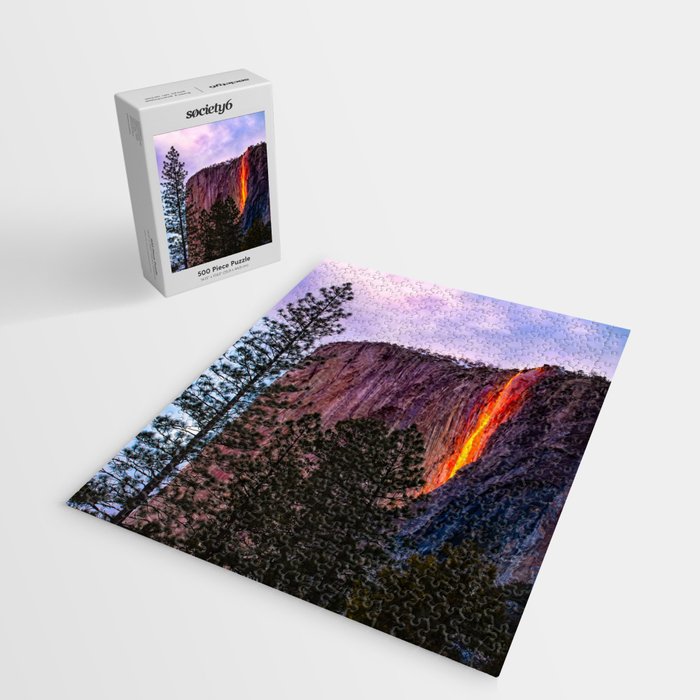 Magical Firefall - golden sunlight, on Horsetail Falls in Yosemite National Park photograph print Jigsaw Puzzle Gallery Image 2