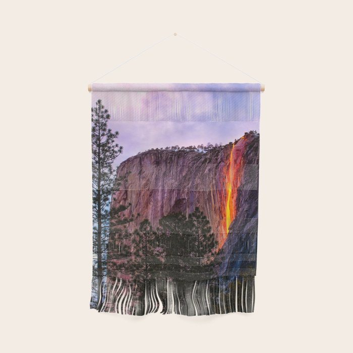 Magical Firefall - golden sunlight, on Horsetail Falls in Yosemite National Park photograph print Wall Hanging Gallery Image 1