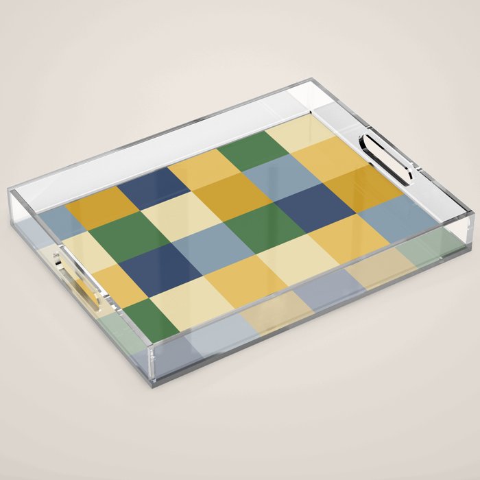Bold Colorful Checks Pattern - Large XXIII Acrylic Tray Gallery Image 1