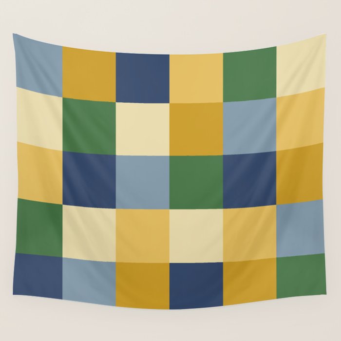 Bold Colorful Checks Pattern - Large XXIII Wall Tapestry Gallery Image 1