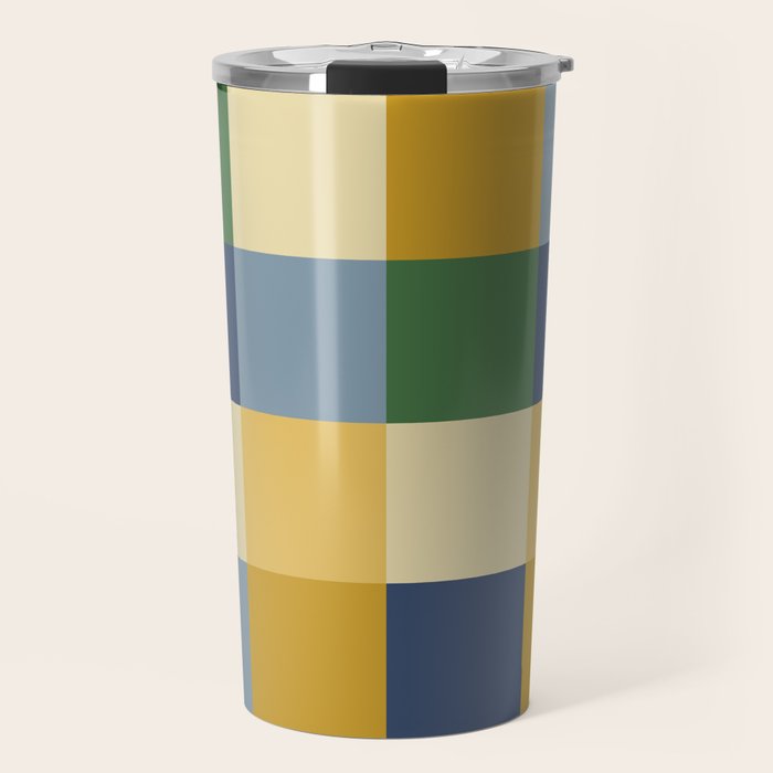 Bold Colorful Checks Pattern - Large XXIII Travel Mug Gallery Image 1