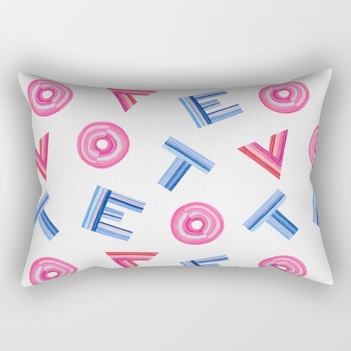 Cast Your Vote | Hand-Lettered Pattern in White Rectangular Pillow Gallery Image 1
