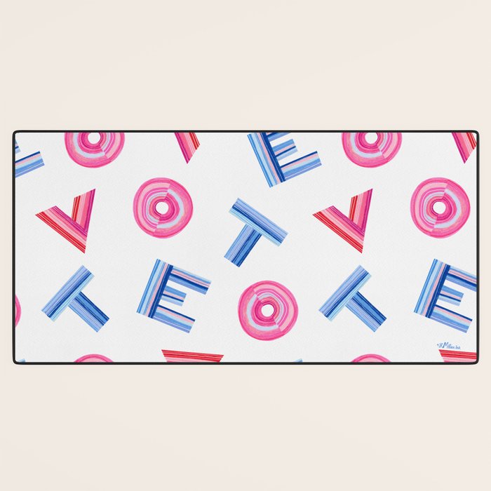Cast Your Vote | Hand-Lettered Pattern in White Desk Mat Gallery Image 3