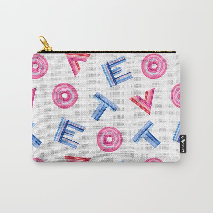 Cast Your Vote | Hand-Lettered Pattern in White Carry All Pouch Gallery Image 1