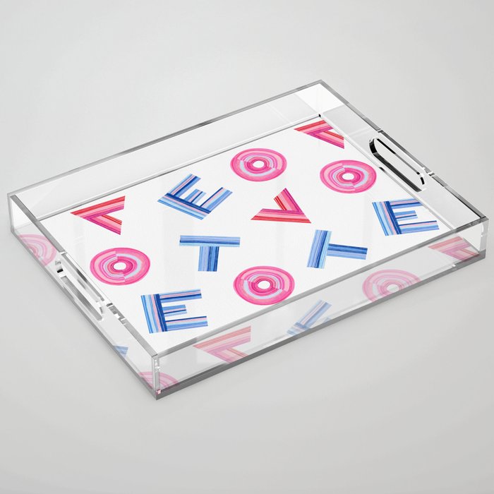 Cast Your Vote | Hand-Lettered Pattern in White Acrylic Tray Gallery Image 1