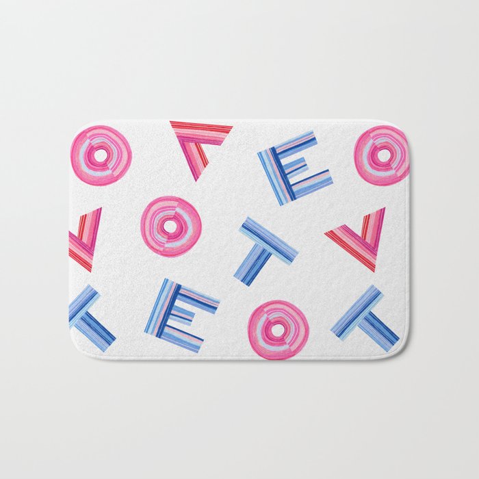 Cast Your Vote | Hand-Lettered Pattern in White Bath Mat Gallery Image 1