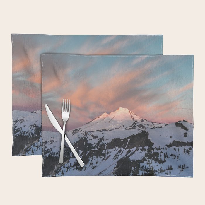 Mount Baker Mountain Adventure Sunset - Nature Photography Placemat Gallery Image 1