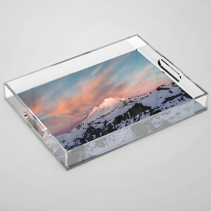 Mount Baker Mountain Adventure Sunset - Nature Photography Acrylic Tray Gallery Image 1