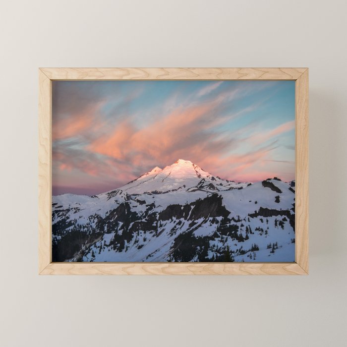 Mount Baker Mountain Adventure Sunset - Nature Photography Mini Art Print Gallery Image 1