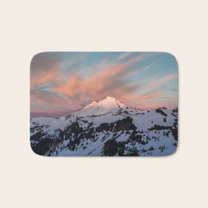 Mount Baker Mountain Adventure Sunset - Nature Photography Bath Mat Gallery Image 1