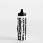 Woodcut Birches Black Water Bottle Gallery Image 3