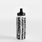 Woodcut Birches Black Water Bottle Gallery Image 2