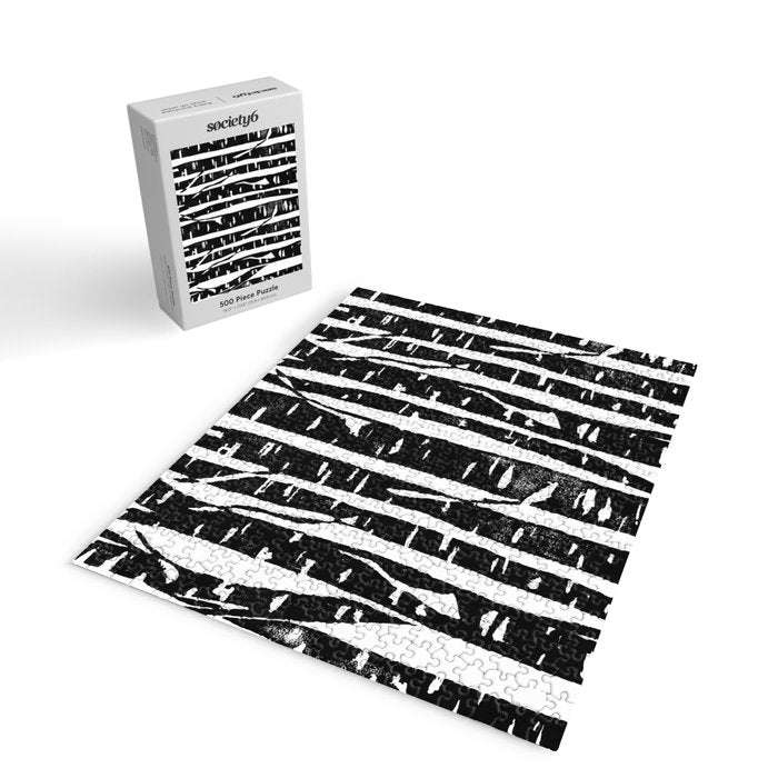 Woodcut Birches Black Jigsaw Puzzle Gallery Image 2