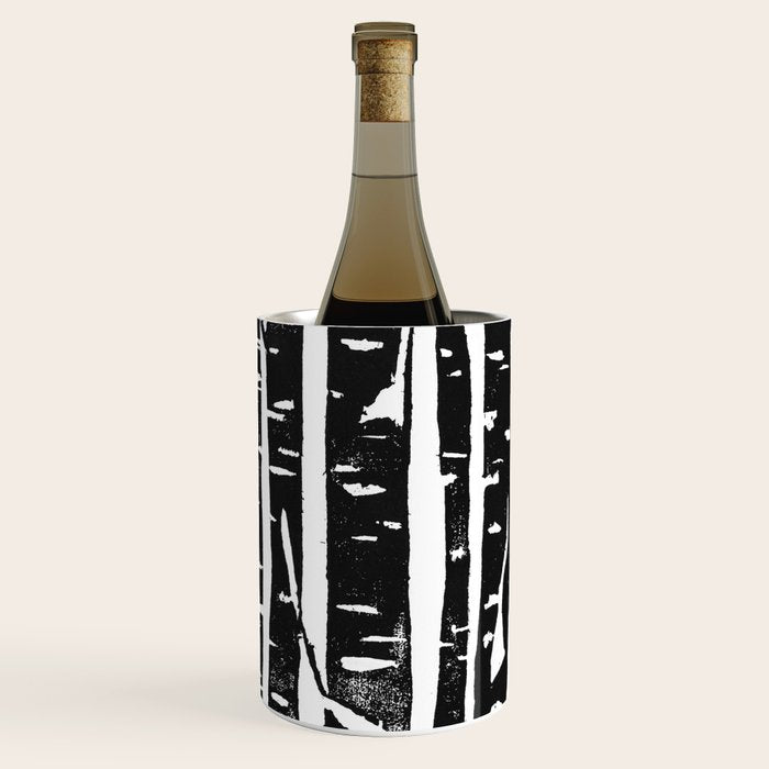 Woodcut Birches Black Wine Chiller Gallery Image 1