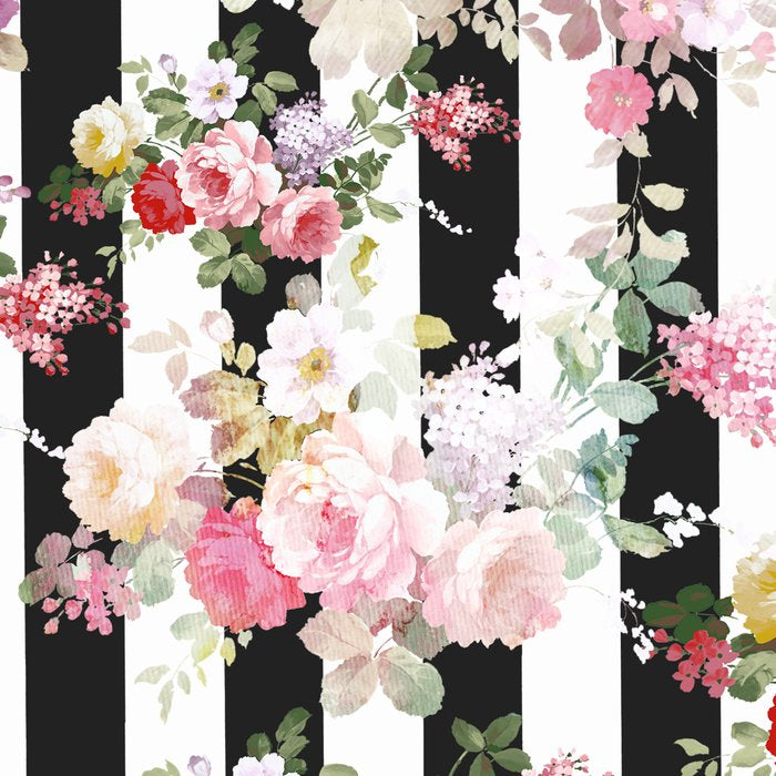 Bold pink watercolor roses floral black white stripes Coffee Mug Gallery Image 2