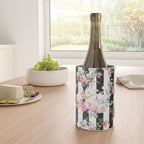 Bold pink watercolor roses floral black white stripes Wine Chiller Gallery Image 4