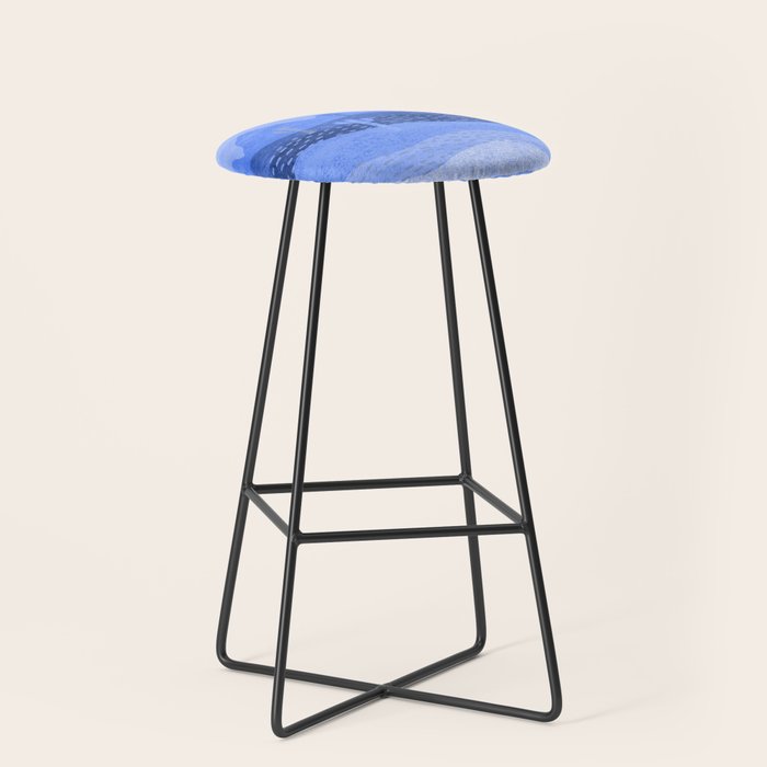 Vintage Western Desert Landscape in Night Blue Stool Gallery Image 1