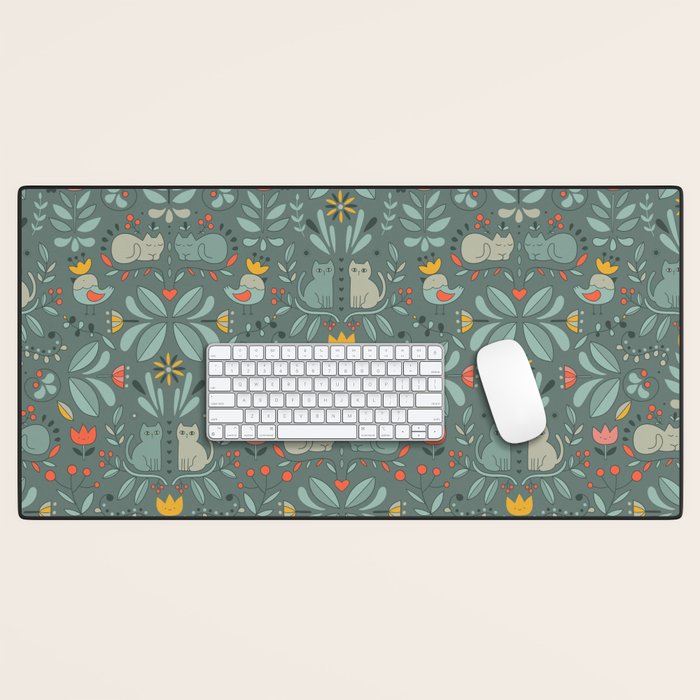 Swedish Folk Cats Desk Mat Gallery Image 1