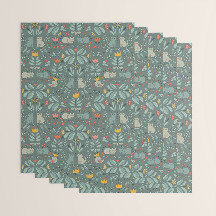Swedish Folk Cats Wrapping Paper Gallery Image 3