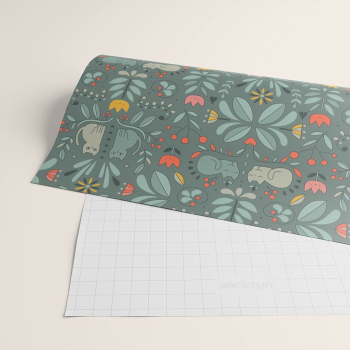 Swedish Folk Cats Wrapping Paper Gallery Image 2