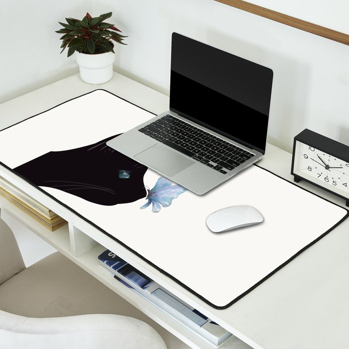 Cat and Butterfly Desk Mat Gallery Image 2