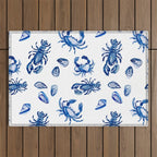 Blue and White Sea Life II Outdoor Rug Gallery Image 1