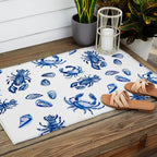 Blue and White Sea Life II Outdoor Rug Gallery Image 2
